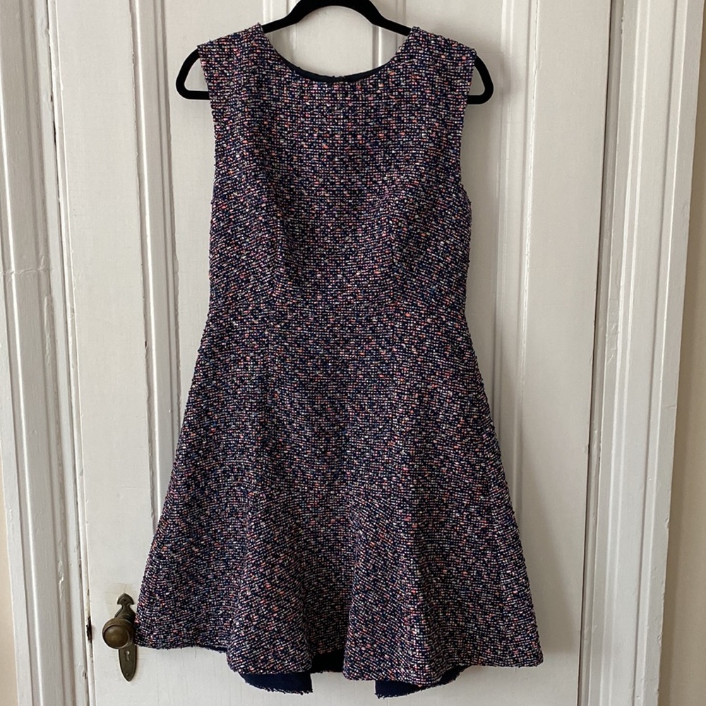 Navy Multi Tweed Fit-and-Flare Dress